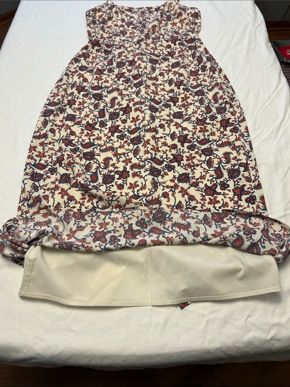 Abercrombie & Fitch Cream Floral Maxi Dress Red Navy Print Size L